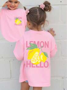 SHEIN GraphicGems Zomer casual T-shirt met korte mouwen en citroenprint voor jonge meisjes