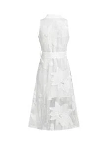 Ellevyn Damen Spitze Patchwork gestreiftes Hemdkleid mit lila Gürtel, elegantes Pendlerkleid für Frühling/Sommer