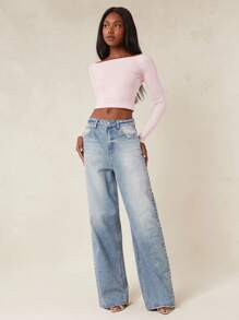 NYA SZN Blusa de punto básica, sexy, para salir, brunch, ropa urbana, iglesia, uso diario, casual, elegante, en tonos pastel para mujeres - Rosa - Ver 3