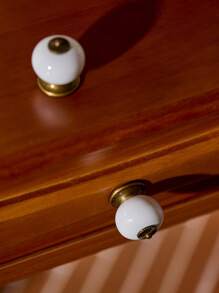 Cirelle 2 件白色陶瓷抽屉把手，黄铜装饰，适用于厨房门和抽屉的橱柜拉手，复古设计 - 白色 - 查看 1