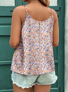 SHEIN Clasi Camiseta sin mangas y top casual de talla grande con estampado floral vintage elegante, adecuada para el verano y vacaciones en la playa, como regalo para el Día de la Madre