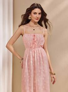 Almamuse Women's Spaghetti Strap Ruffled Hem Cutout Floral Print Elegant Summer Slip Dress