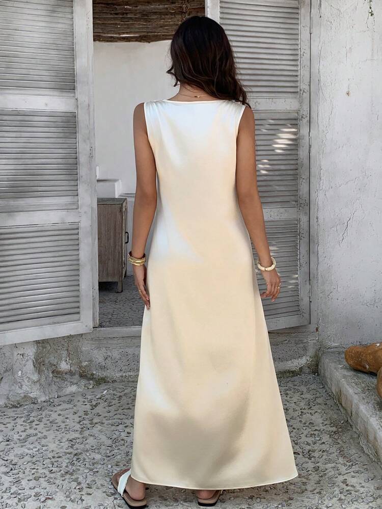 Luxury V-Neck Rhinestone Embellished Casual Dress, Oversized Slimming Unique Design Highend Lady Style Dress