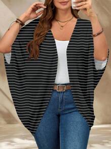 EMERY ROSE Chaqueta de verano minimalista casual para mujer tallas grandes - Negro - Ver 4