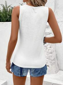 SHEIN LUNE 2pcs/Set Women Sleeveless Round Neck Tank Top And Short Sleeve Top, Suitable For Summer Suitable For Going Out