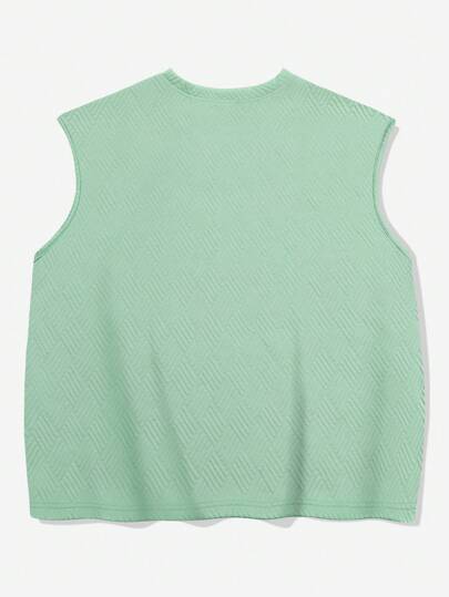 Street Life Camiseta sin mangas holgada para hombre de tela jacquard casual