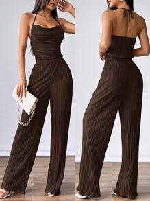 Firerie 2件套女式吊带背心和松紧腰裤套装 - 咖啡棕 - 查看 1