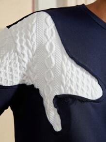 SWAVVY Camiseta de manga corta holgada de punto de vestir informal para hombre, uso diario, verano - Azul Marino - Ver 6