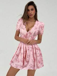 Aloruh Váy du lịch mini màu vàng kem dành cho nữ - Hồng - Xem 5