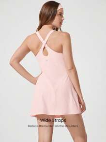 GLOWMODE FeatherFit™-Air Peekaboo Everyday Built-In Shorts Pocket Anti-Slip Dress Light Support Low Impact Yoga Studio Spring Dress Summer Quick Dry Moisture Wicking