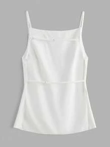 SHEIN EZwear 2 件女士休闲露背细肩带吊带背心，适合夏季度假 - 彩色 - 查看 4