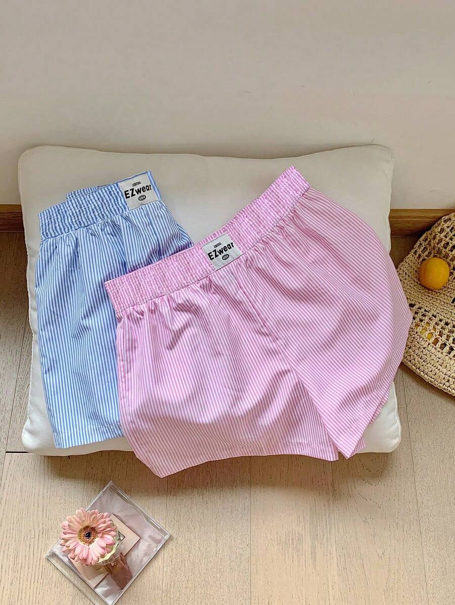 Comfortcana Quần short sọc thường ngày cỡ lớn, phù hợp cho mùa hè - Nhiều màu - Xem 1