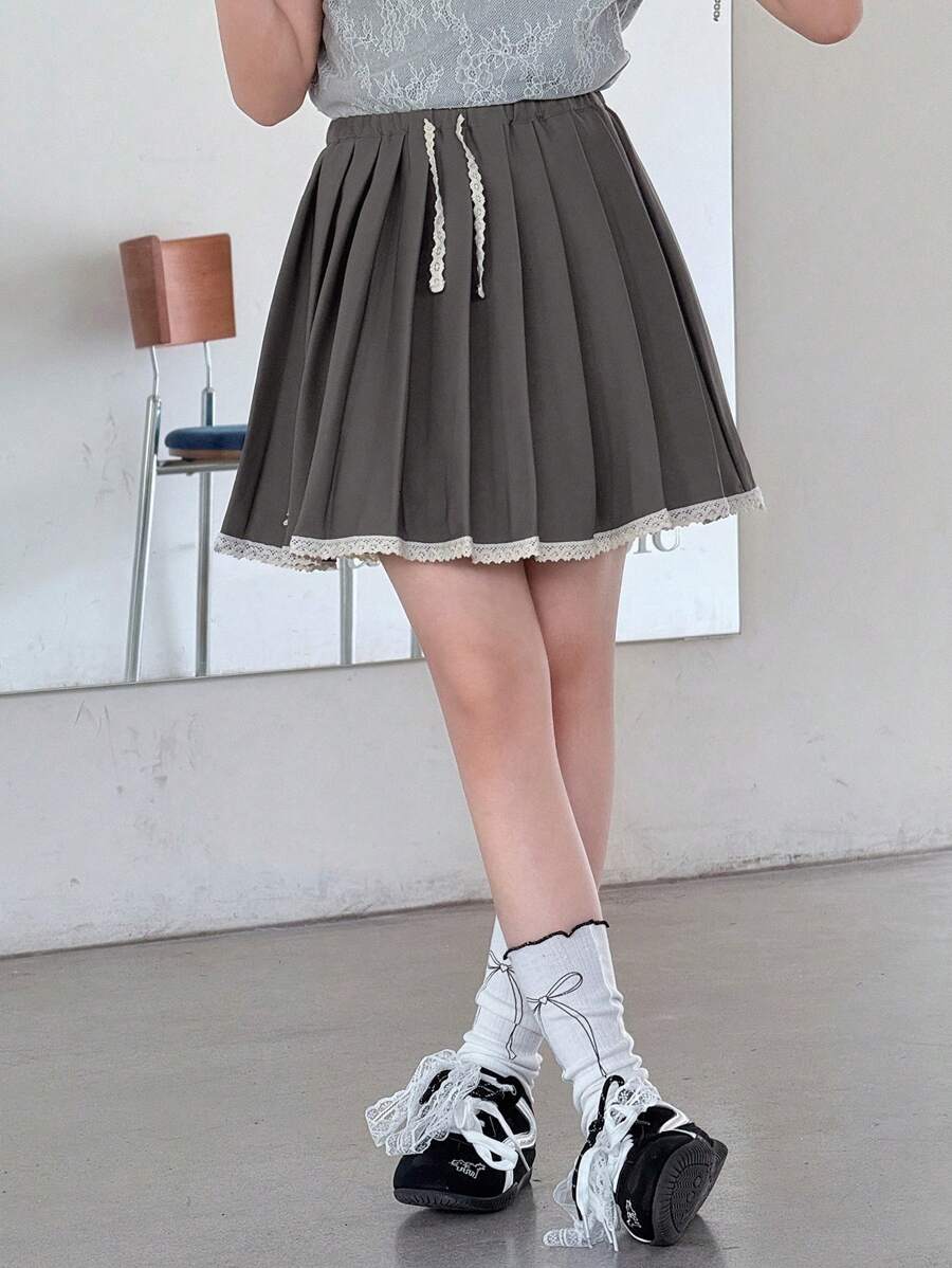 DAZY Girls Pleated Mini Skirt, Fall - Grey - View 1