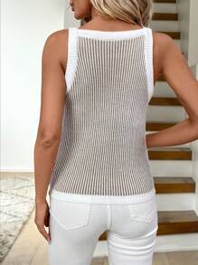 Easowa Women Striped Casual Knitted Camisole Top For Autumn/Winter - Multicolor - View 4