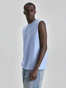 Ontre 2025 Chaleco sin mangas de unicolor de cuello redondo casual de verano para hombres, adecuado para el Día de la Independencia, el Día de San Juan, la graduación, el uso diario, una linda camiseta de tirantes de verano, vacaciones de hombres, playa, casual, trayecto, deportes