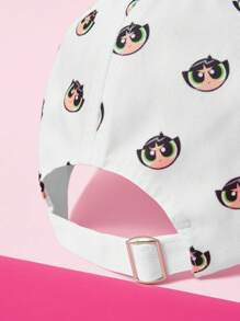 THE POWERPUFF GIRLS X SHEIN Women's Adjustable Baseball Cap With Buttercup Pattern - White - View 4