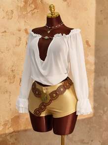 Amplova 女士时尚性感纯色镂空肩上衣