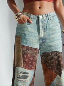 Denimoi 直筒幻彩印花牛仔裤 - 彩色 - 查看 2