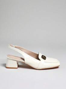 SHUZIA Versatile Sleek Design Classic Block Heel Sling Back Comfort All-Day Casual Office Pumps - Beige - View 5