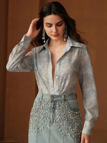 Anewsta Áo cánh tua rua thời trang thanh lịch dành cho nữ - Màu xanh bụi bặm - Xem 7