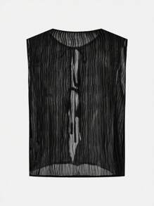 BizChic 2025 Summer New Music Festival Party Gathering Summer Top, Holiday Suitable For Wedding Guests, Brunch, Urban Fashion Commuter Daily Versatile Spring/Summer New Elegant Chic Daily Commute Work Date Vacation Breezy Graduation Season Black Pleated Tie-Bow Top - Black - View 2