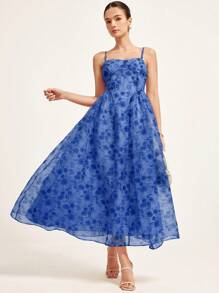 Aveloria Rosie Bohemian Organza Kleid mit Spaghettiträgern und zufälligem Print