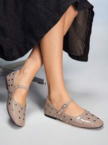 CUCCOO GRLICON أحذية نسائية مسطحة بطراز Y2K، مناسبة للبنك البانك والدراجات النارية والفتاة الجميلة وحفلات الهالوين والكريسماس والمناسبات - كاكي - مشاهدة 5