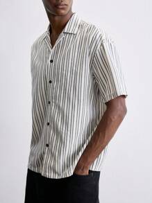 Maija 男士条纹短袖单排扣休闲衬衫，夏季 - 彩色 - 查看 6