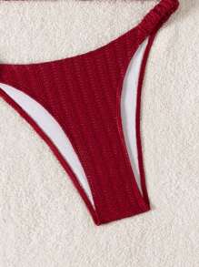 Swim Mod Bộ đồ bơi hai mảnh Springbreak Plain Textured có miếng đệm có thể tháo rời và thiết kế xếp ly - Đỏ - Xem 8