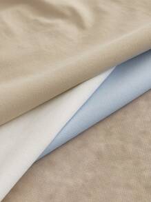 Manfinity BRENVOR 3pcs Pack Men Summer Knitted Solid Color Casual Short Sleeve T-Shirt - Baby Blue - View 4