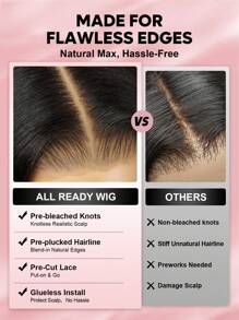 Water Wave Glueless Bob Wig Human Hair Wigs With Bangs Human Hair Lace Wigs For Women SHAGGY STYLE All Ready Wig Pre Bleached Pre Plucked Pre-Cut Lace Melting 4x4 Lace Closure Glueless Wig With Front Hair 100% Human Hair CHIC BOB 9AM HAIR - SNatural - View 6