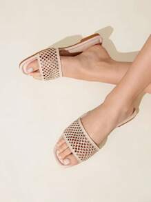 CUCCOO CHICEST Women's Fashion Rhinestone Hollow-Out Flat Sandals, Versatile - Apricot - View 5