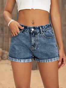 Breezaya 女士夏季休闲水洗牛仔短裤