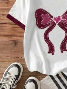 SHEIN EZwear Áo thun tay ngắn cổ tròn in họa tiết tối giản giản dị dành cho nữ, phù hợp cho mùa hè - Nhiều màu - Xem 7