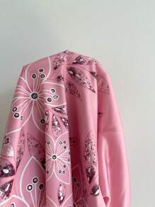 EgrlEra Vacation Style Floral Print Lace-Up Crop Top, Sexy & Slim Fit - Pink - View 8