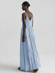 Ontre 2026SS New Arrival, Women's Elegant Blue Maxi Slip Dress, Spring/Summer - Blue - View 2