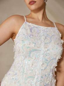 Aveloria Rosie Floral Embroidery 3D Pearl Decorated Dress, Minimalist Silhouette, Elegant Party Dress Vibe, Sleeveless Tank Mini Dress For Plus Size - Multicolor - View 2