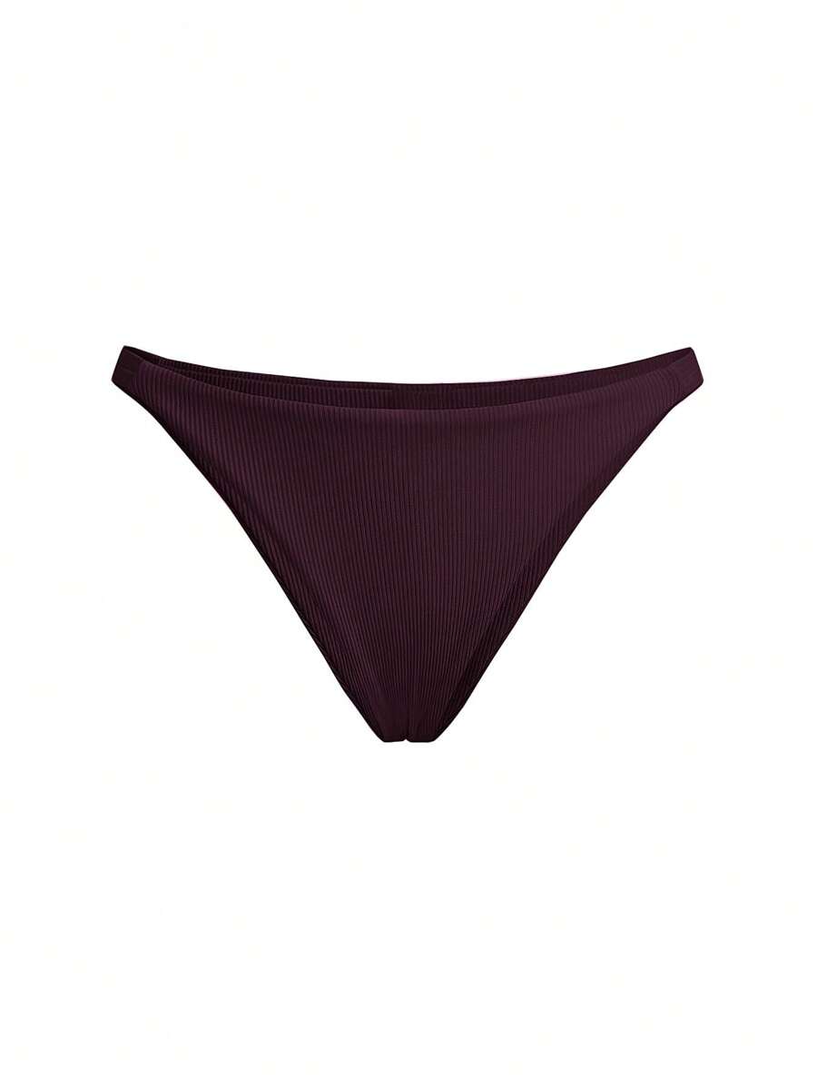 SHEIN Swim Bikini tam giác khoét sâu màu trơn - Màu đỏ tím - Xem 1