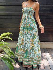 Sunnyshic 女式全身印花宽松休闲度假无袖连衣裙 - 彩色 - 查看 6