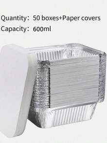 20/50pcs Aluminum Foil Disposable Takeout Trays, 6.5" X 5.2" X 1.9", 600ml Capacity Takeout Containers With Plastic Or Paper Lids, Food Storage - Foil Pans Great For Baking, Heating, Storing, Kitchen, Picnic Food Preparation