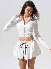 Fluxe Pantalones cortos deportivos de verano de unicolor, informales, con cordón en la cintura y sueltos