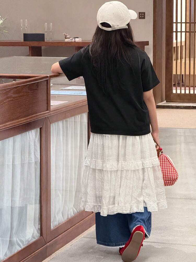 Tween Girl Cartoon Furry Pattern Casual T-Shirt, Summer, Back To School