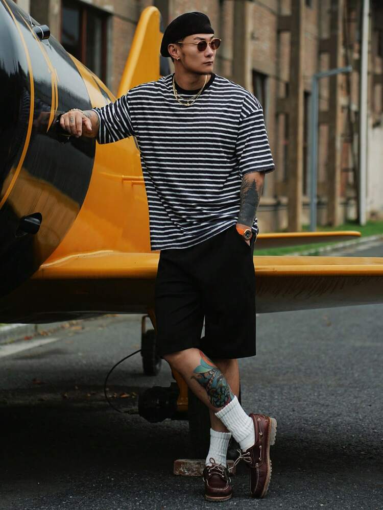 Men's Multi-Color Striped T-Shirt Set For Summer