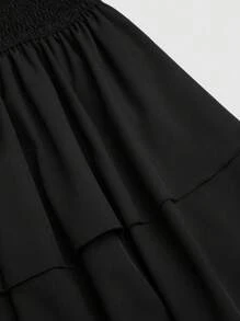 Sweetra Đầm dài vừa phải hở lưng màu trơn thanh lịch cỡ lớn 1 mảnh, dây mảnh hở lưng, bộ Y2K, hoàn hảo cho tiệc Giáng sinh - màu đen - Xem 7