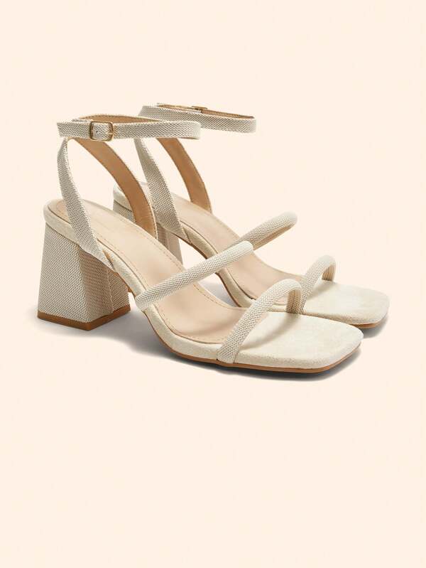 CUCCOO BASICS Apricot Strap Chunky Heel Comfortable High Heel Sandals