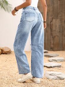 Breezaya Women Washed Distressed Denim Jeans - Blue - View 7
