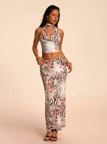 SHEIN BAE Conjunto de dos piezas para mujeres para uso diario - Albaricoque - Ver 6