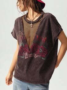 Bohemela Áo thun cổ tròn dệt kim họa tiết trơn dành cho nữ, phong cách phương Tây, mùa hè - màu nâu - Xem 6