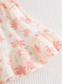 Cozy Pixies Baby Girl Plant & Floral Print Casual Sleeveless Dress, Versatile Baby Sun Dress Baby Beach Dress Baby Palm Tree Dress Baby Summer Dress Baby Girl Tropical Dress