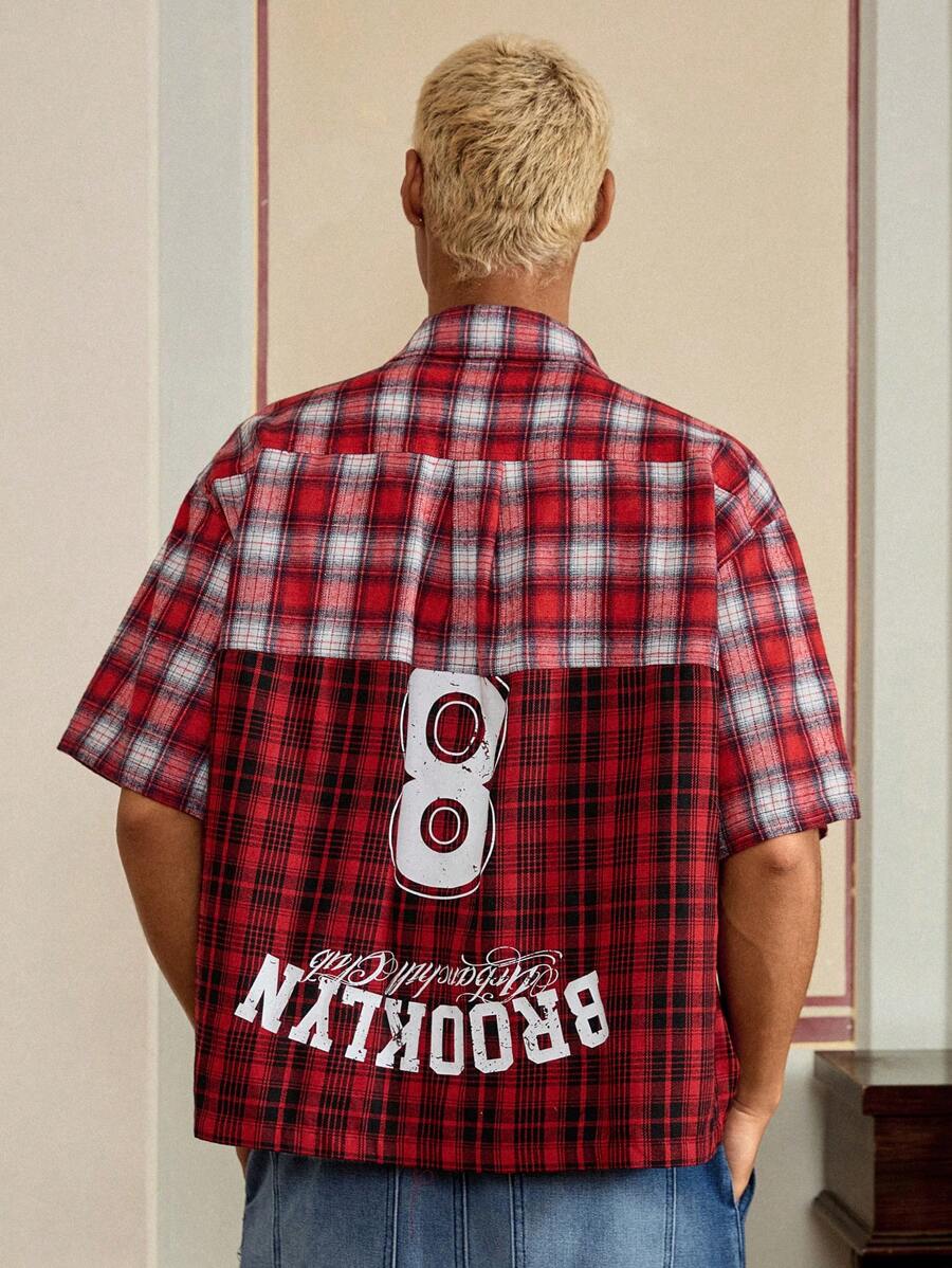 SWAVVY Camisa casual de manga corta de ajuste holgado para hombres jóvenes, apta para uso diario y escolar - Multicolor - Ver 1